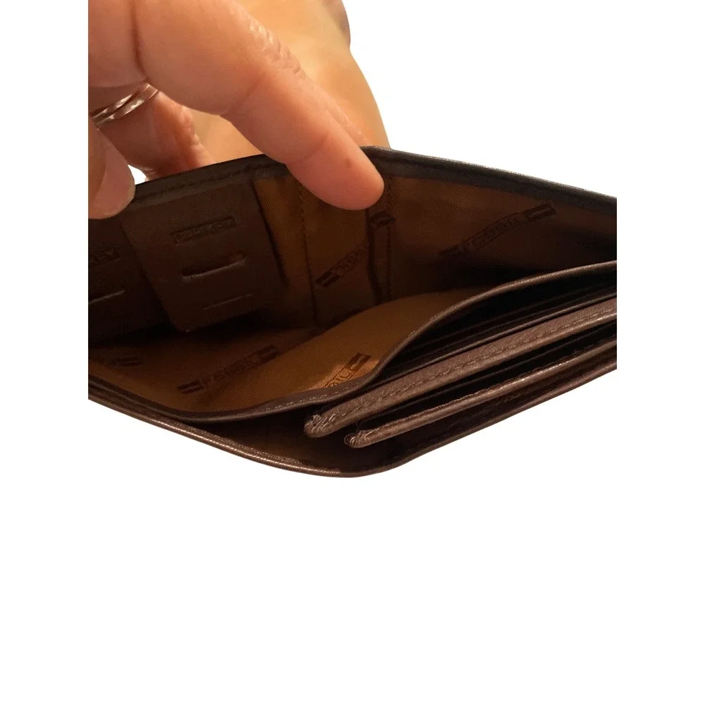 Fossil Mens Bifold Wallet and Removable Card Case Set Dark Brown Genuine Leather